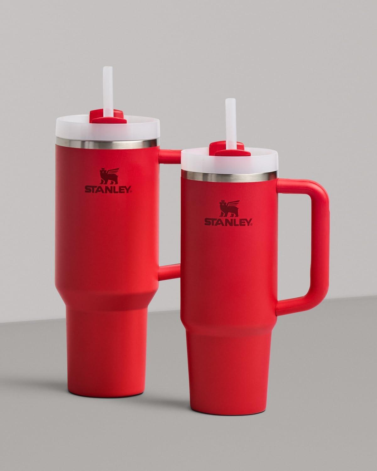 imageSTANLEY Quencher H20 Tumbler with Handle and Straw 30 oz Flowstate 3Position Lid Cup Holder Compatible for Travel Insulated Stainless Steel Cup BPAFree Soft OrchidChili Red
