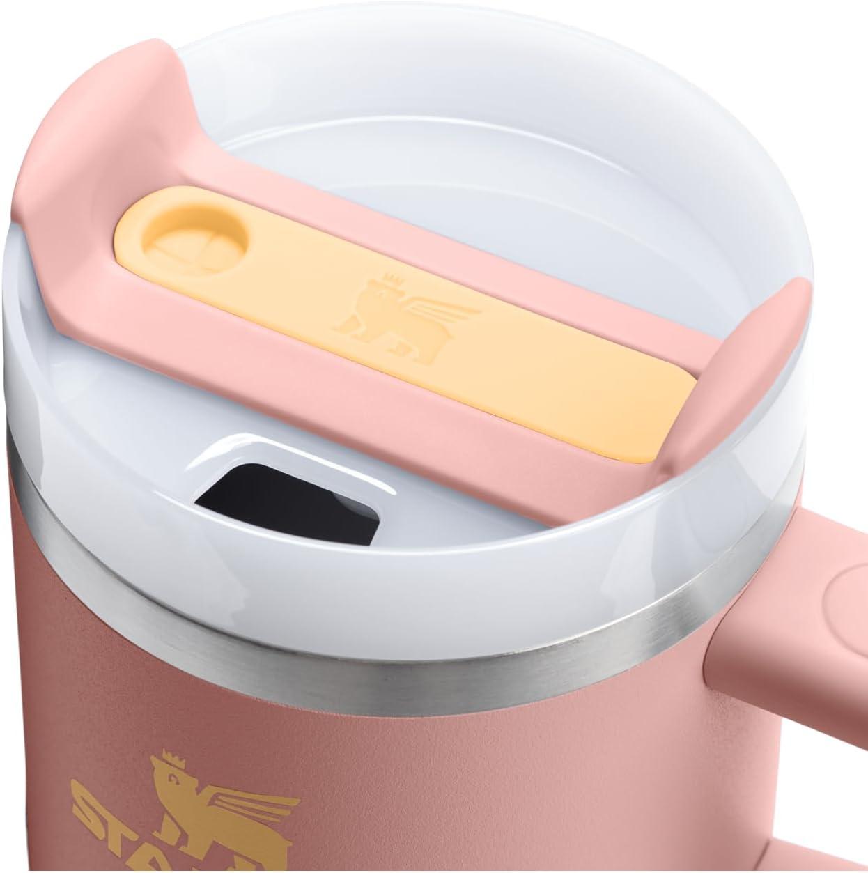 imageSTANLEY Quencher H20 Tumbler with Handle and Straw 30 oz Flowstate 3Position Lid Cup Holder Compatible for Travel Insulated Stainless Steel Cup BPAFree Spring GreenPeach Rose