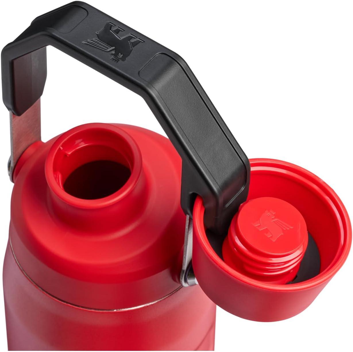 imageStanley IceFlow Fast Flow Water Bottle 24 oz Angled Spout Lid Lightweight and Leakproof for Travel and Sports Insulated Stainless Steel BPAFree Chili Black