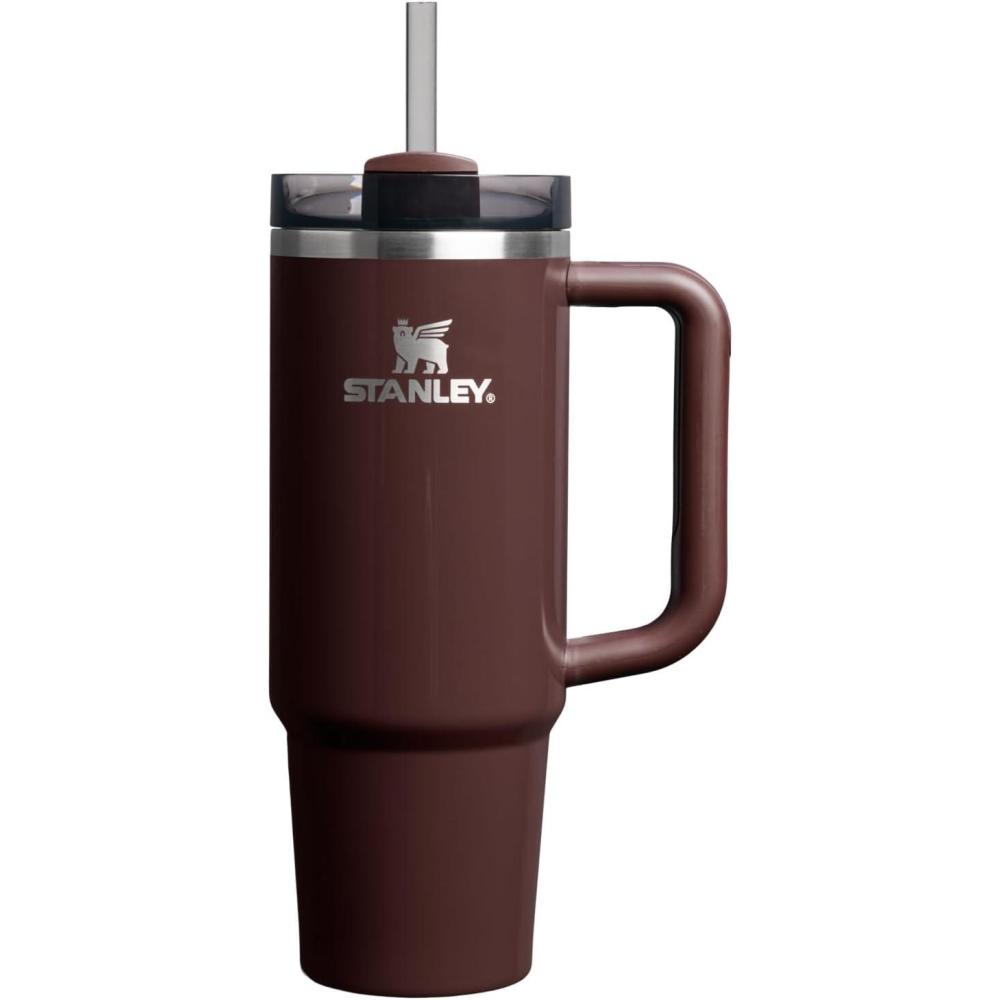 imageSTANLEY Quencher H20 Tumbler with Handle and Straw 30 oz Flowstate 3Position Lid Cup Holder Compatible for Travel Insulated Stainless Steel Cup BPAFree Soft OrchidMahogany Gloss