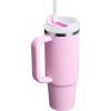 STANLEY Quencher H2.0 Tumbler with Handle and Straw 30 oz | Flowstate 3-Position Lid | Cup Holder Compatible for Travel | Insulated Stainless Steel Cup | BPA-Free | Spring Green(Light Pink/Pink)