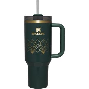 STANLEY Quencher H2.0 Tumbler with Handle and Straw 30 oz | Flowstate 3-Position Lid | Cup Holder Compatible for Travel | Insulated Stainless Steel Cup | BPA-Free | Spring Green(Forrest Gloss Deco)
