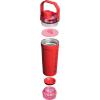 STANLEY Vitalize Shaker Bottle 20 oz | Leakproof Insulated Stainless Steel Shaker Cup | Base Storage and Twist On Fast Flow Lid | Protein Shakes and Pre Workout Powder | BPA-Free | Chili Black(Chili Red)