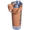 STANLEY Vitalize Shaker Bottle 20 oz | Leakproof Insulated Stainless Steel Shaker Cup | Base Storage and Twist On Fast Flow Lid | Protein Shakes and Pre Workout Powder | BPA-Free | Chili Black(Toast)
