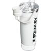 STANLEY Vitalize Shaker Bottle 20 oz | Leakproof Insulated Stainless Steel Shaker Cup | Base Storage and Twist On Fast Flow Lid | Protein Shakes and Pre Workout Powder | BPA-Free | Chili Black(Chalk)