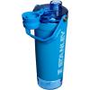 STANLEY Vitalize Shaker Bottle 20 oz | Leakproof Insulated Stainless Steel Shaker Cup | Base Storage and Twist On Fast Flow Lid | Protein Shakes and Pre Workout Powder | BPA-Free | Chili Black(Azure)