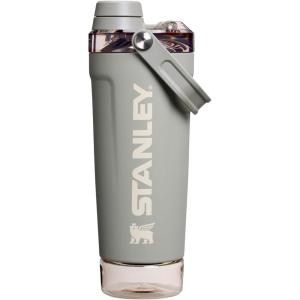 STANLEY Vitalize Shaker Bottle 20 oz | Leakproof Insulated Stainless Steel Shaker Cup | Base Storage and Twist On Fast Flow Lid | Protein Shakes and Pre Workout Powder | BPA-Free | Chili Black(Sage Grey)