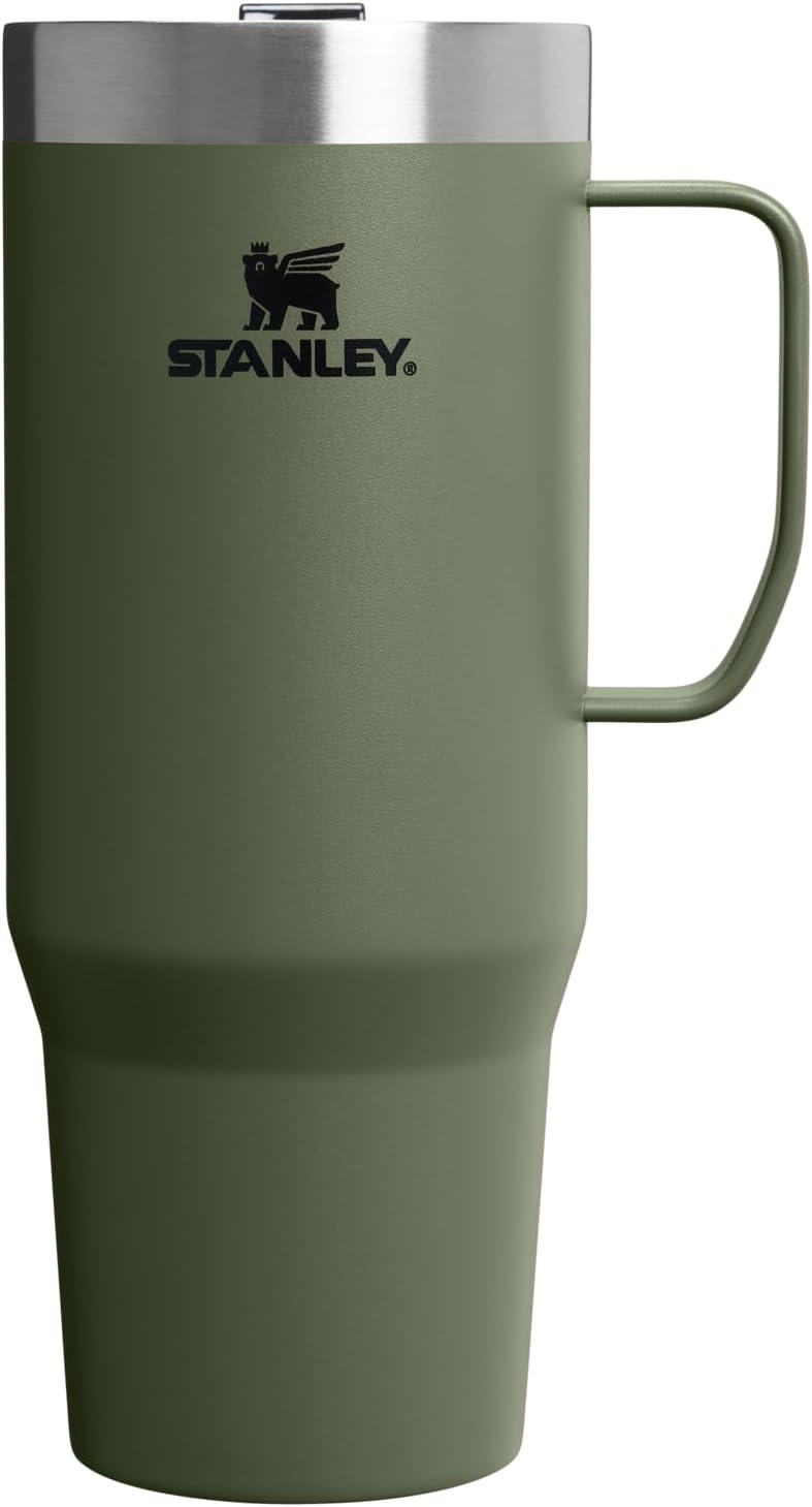 imageSTANLEY The Everyday Suburban Mug 24 oz Drink Through Lid Cup for Coffee Tea and Drinks Insulated Stainless Steel Coffee Mug BPAFree Coastal Teal GlossDried Pine