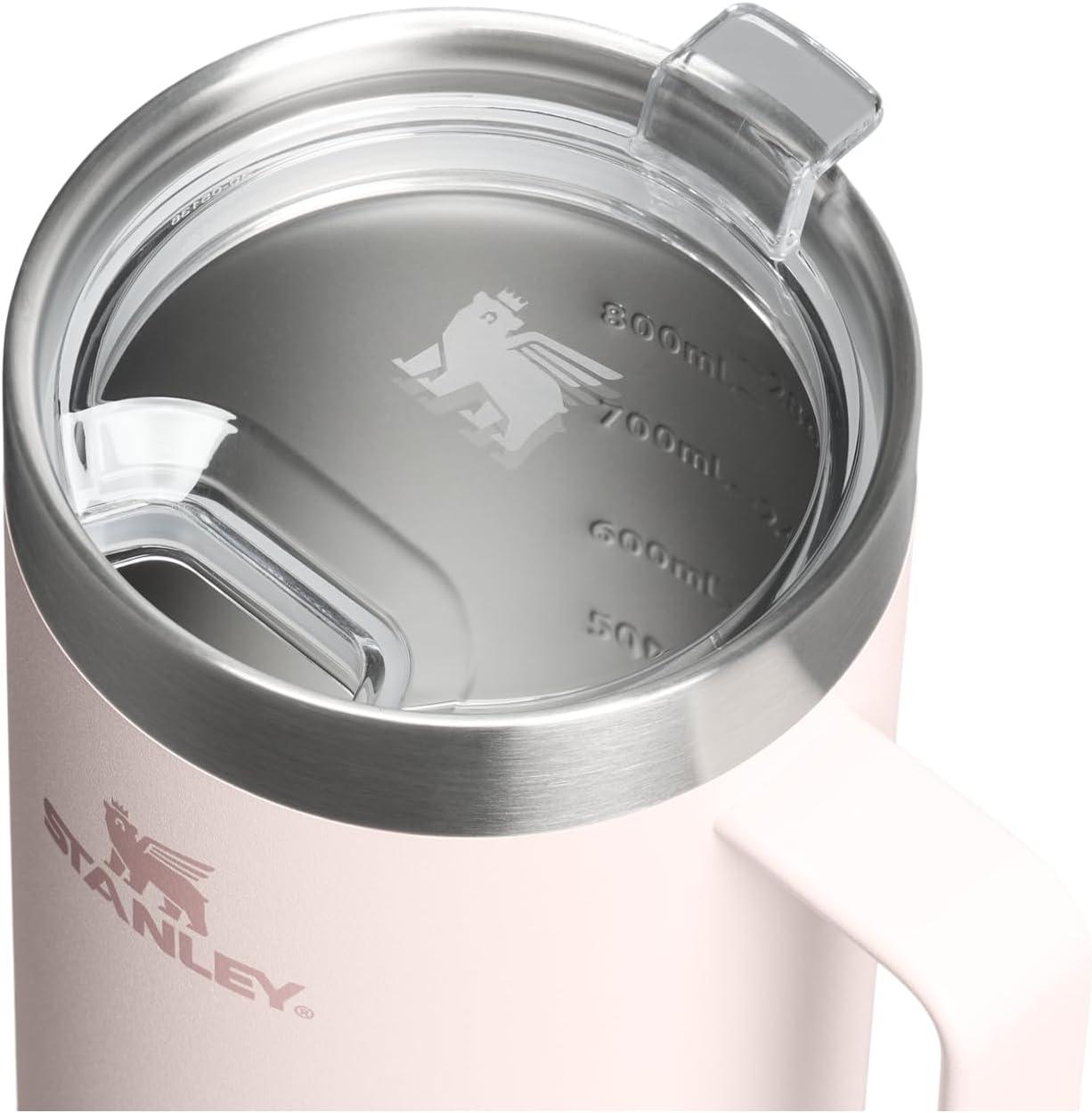 imageSTANLEY The Everyday Suburban Mug 24 oz Drink Through Lid Cup for Coffee Tea and Drinks Insulated Stainless Steel Coffee Mug BPAFree Coastal Teal GlossRose Quartz