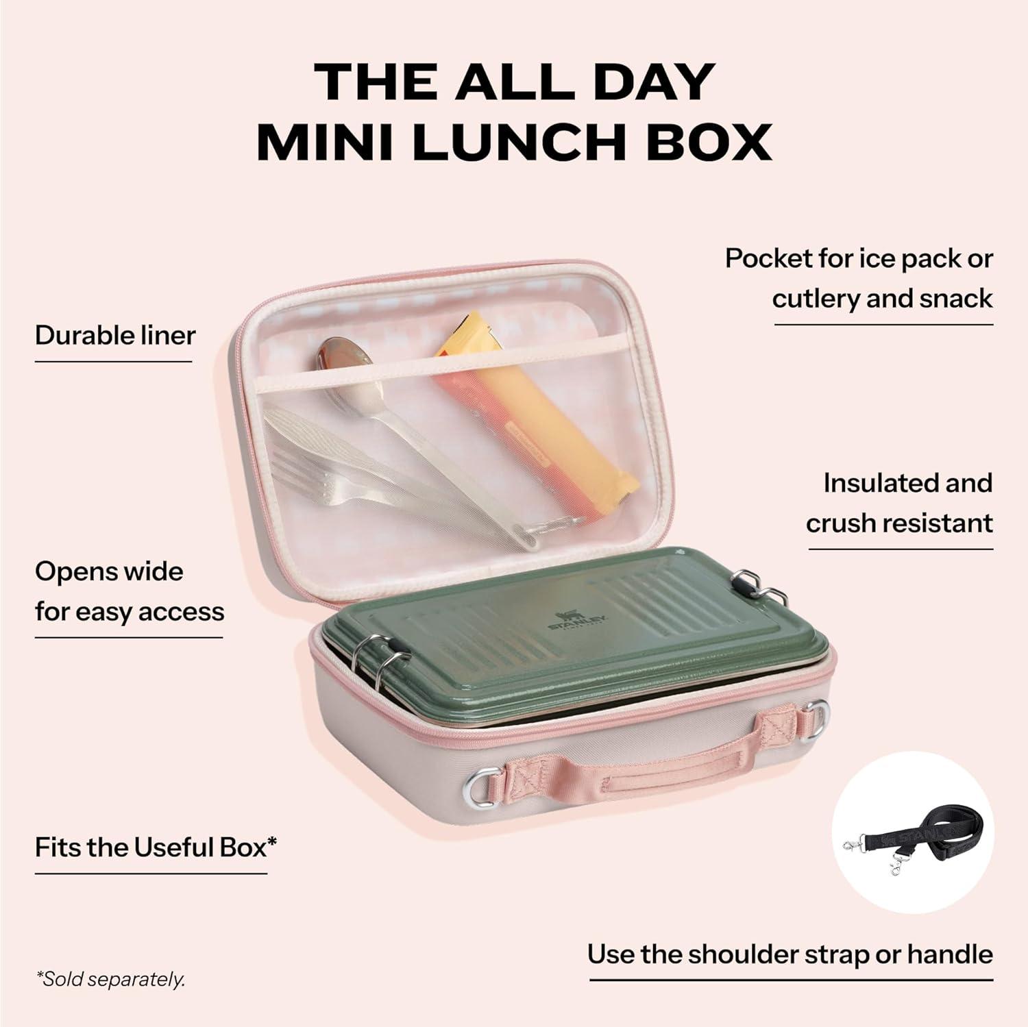 imageSTANLEY All Day Mini Lunch Box 42quart EVA Insulated Lunch Bag Crush Resistant Adjustable Strap BPAFree Sea Glass PlumeRose Quartz