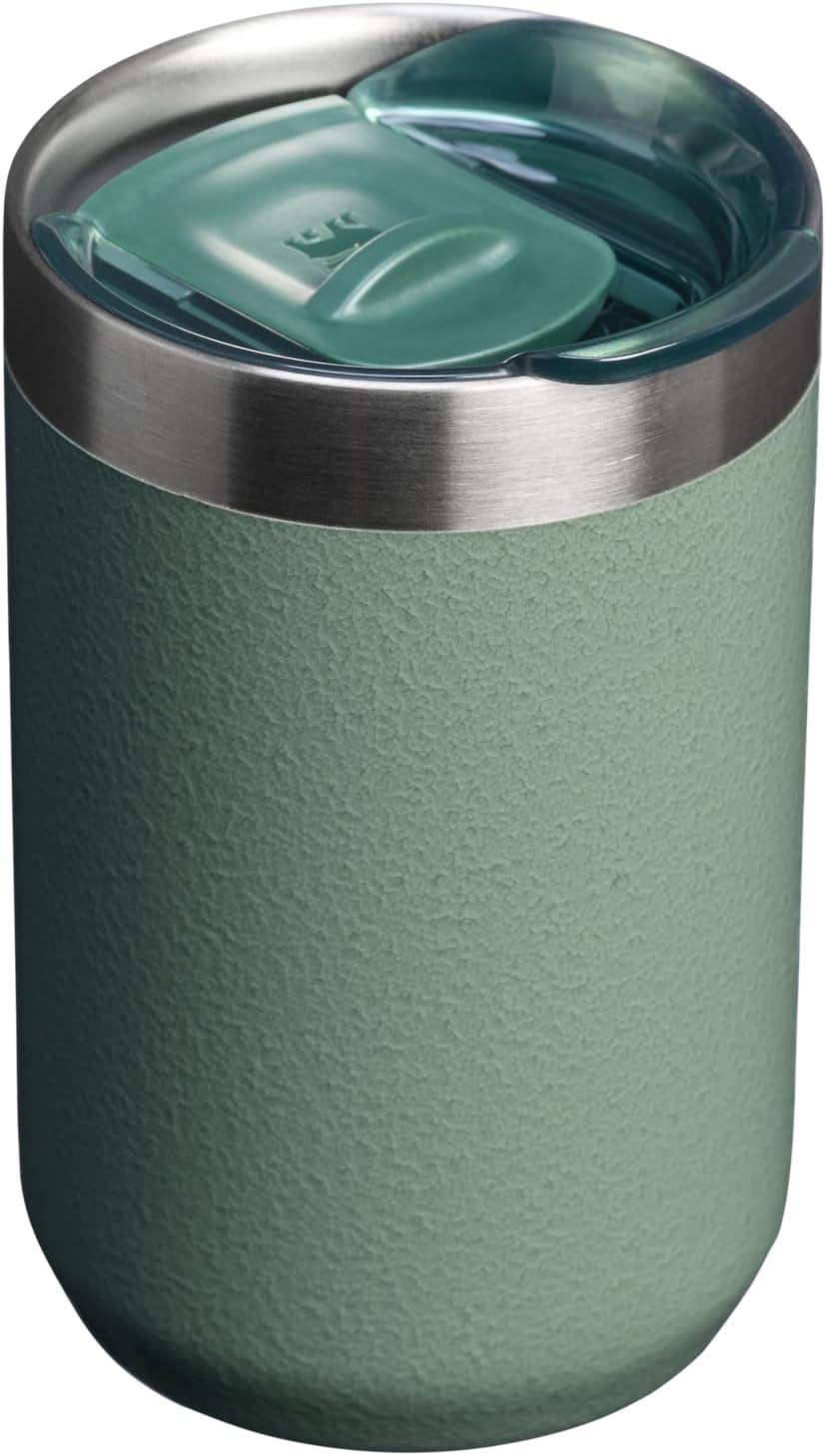 imageSTANLEY Everyday Camp Cup 12 oz Drink Through Lid Cup for Coffee Tea and Drinks Insulated Stainless Steel BPAFree Hammertone Green