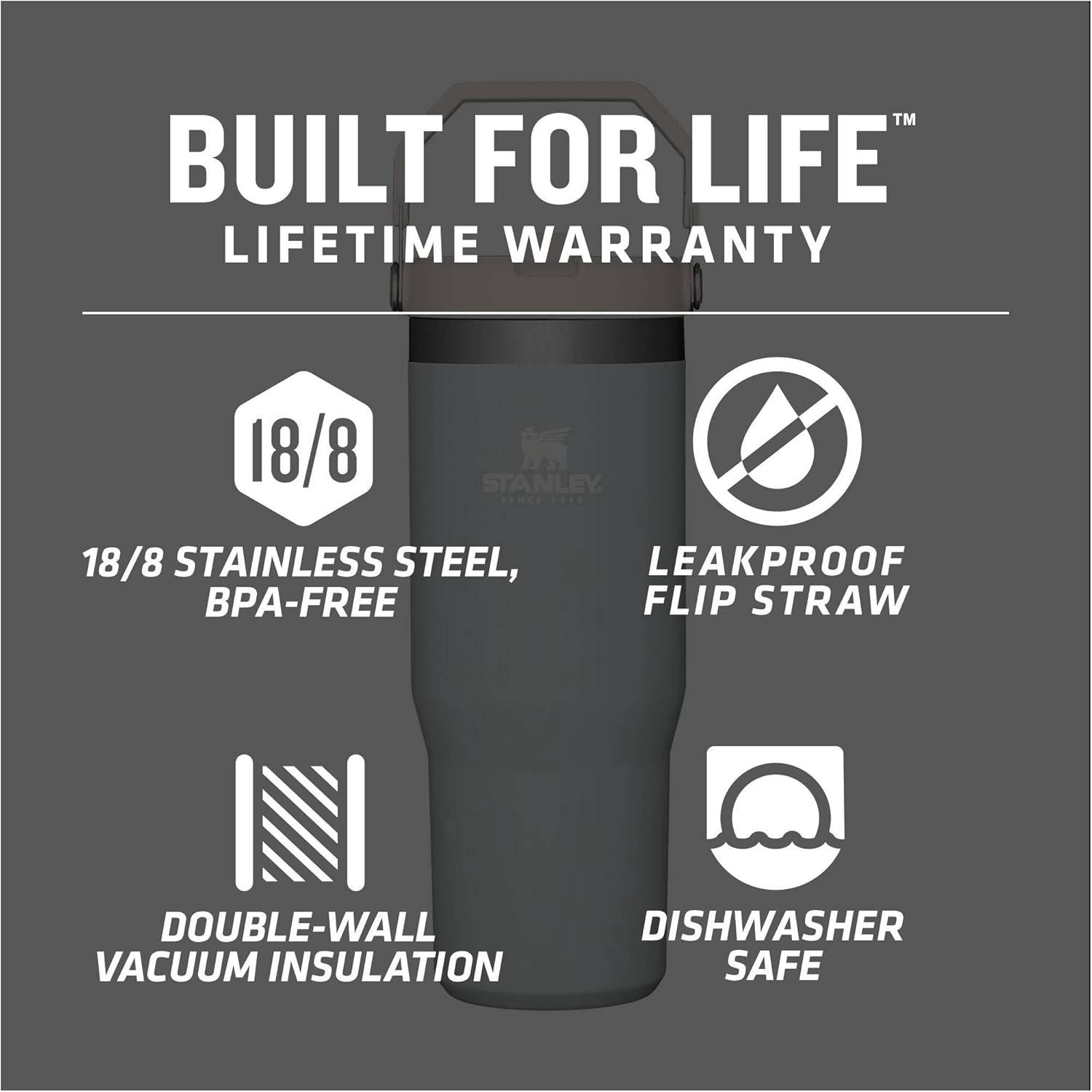 imageSTANLEY IceFlow 20 Flip Straw Tumbler with Handle 14 oz Twist On Lid and Flip Up Straw Leakproof Water Bottle Insulated Stainless Steel BPAFree AshCloud