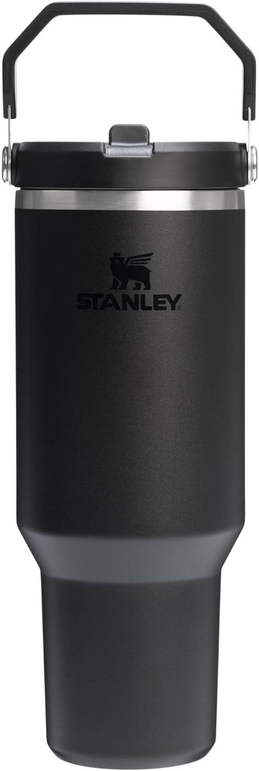 imageSTANLEY IceFlow 20 Flip Straw Tumbler with Handle 14 oz Twist On Lid and Flip Up Straw Leakproof Water Bottle Insulated Stainless Steel BPAFree AshBlack 20