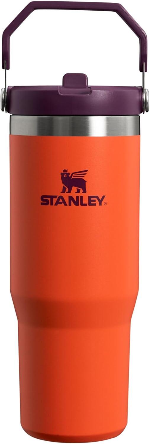 imageSTANLEY IceFlow 20 Flip Straw Tumbler with Handle 14 oz Twist On Lid and Flip Up Straw Leakproof Water Bottle Insulated Stainless Steel BPAFree AshTigerlily Plum