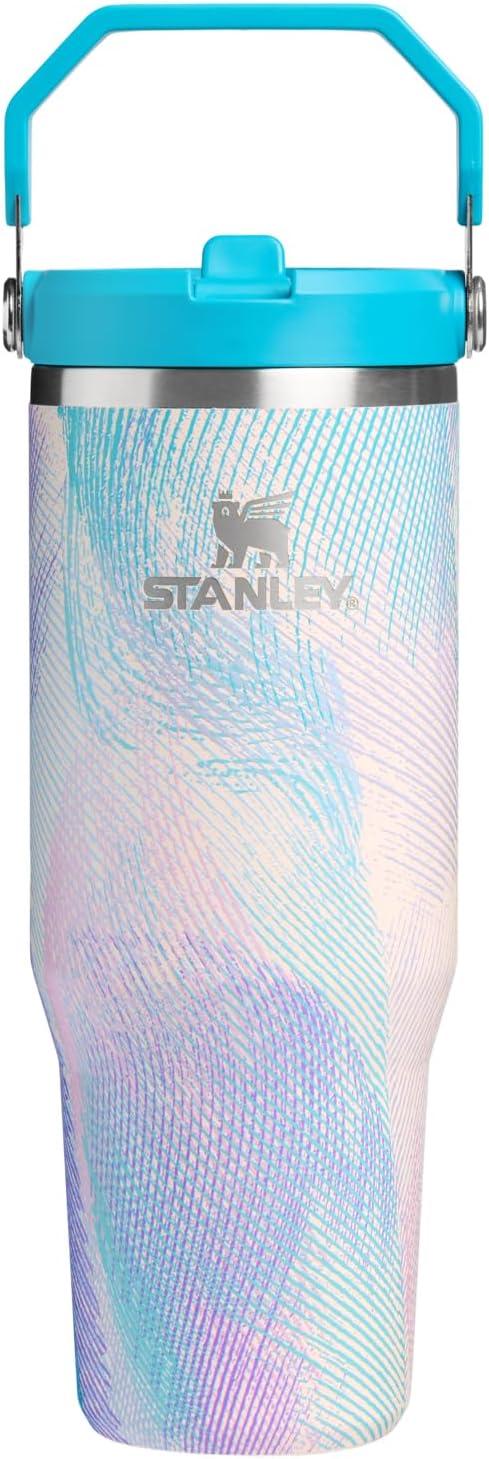 imageSTANLEY IceFlow 20 Flip Straw Tumbler with Handle 14 oz Twist On Lid and Flip Up Straw Leakproof Water Bottle Insulated Stainless Steel BPAFree AshSea Glass Plume
