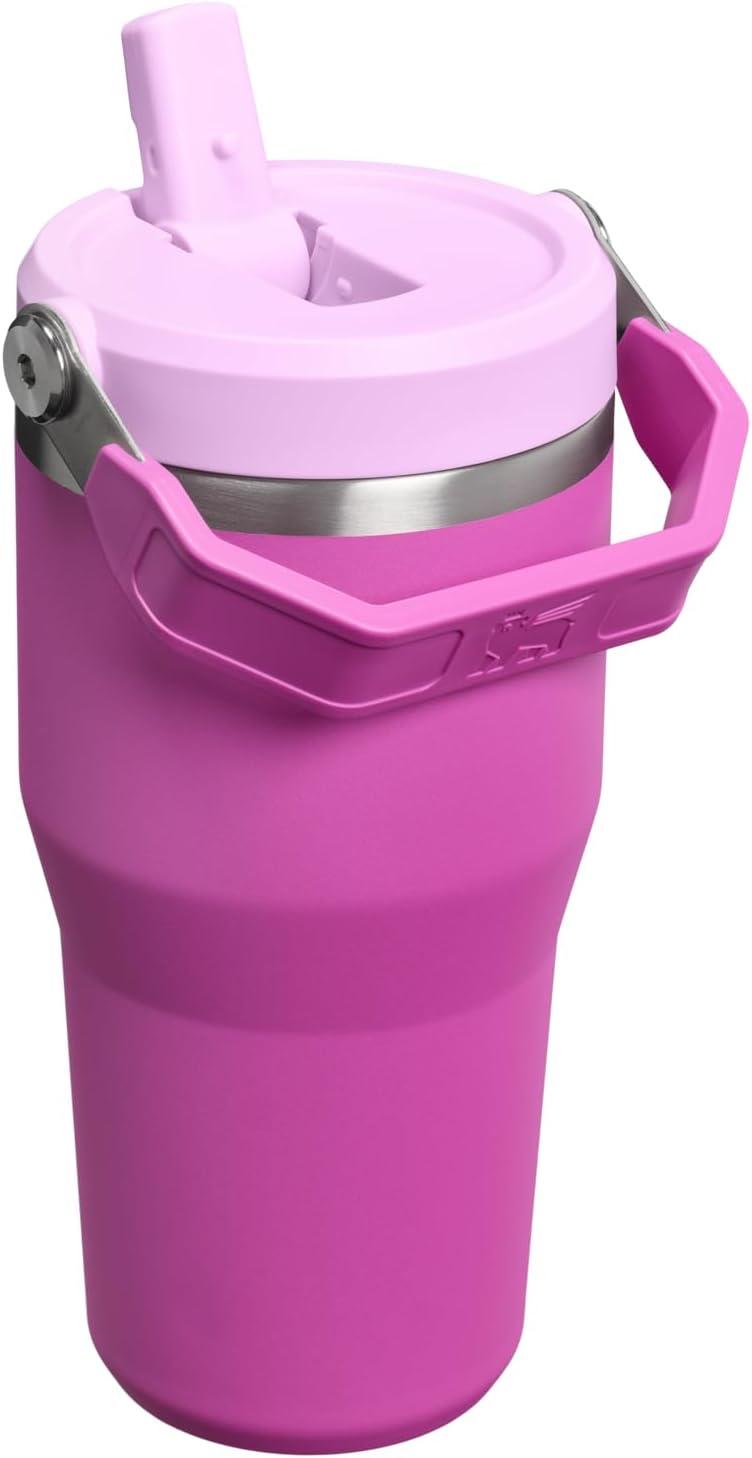 imageSTANLEY IceFlow 20 Flip Straw Tumbler with Handle 14 oz Twist On Lid and Flip Up Straw Leakproof Water Bottle Insulated Stainless Steel BPAFree AshDark Blossom
