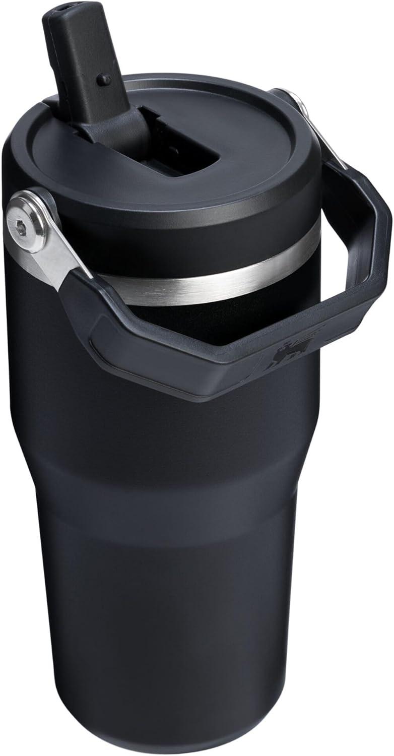imageSTANLEY IceFlow 20 Flip Straw Tumbler with Handle 14 oz Twist On Lid and Flip Up Straw Leakproof Water Bottle Insulated Stainless Steel BPAFree AshBlack 20