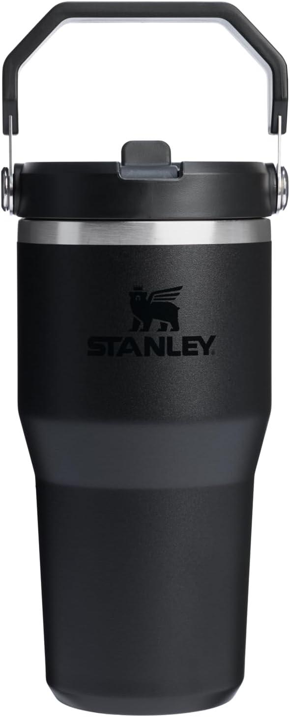 imageSTANLEY IceFlow 20 Flip Straw Tumbler with Handle 14 oz Twist On Lid and Flip Up Straw Leakproof Water Bottle Insulated Stainless Steel BPAFree AshBlack 20