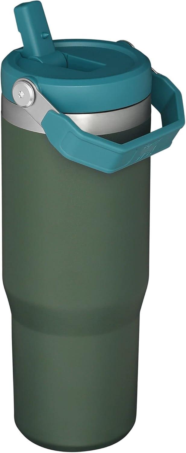 imageSTANLEY IceFlow 20 Flip Straw Tumbler with Handle 14 oz Twist On Lid and Flip Up Straw Leakproof Water Bottle Insulated Stainless Steel BPAFree AshSpirulina