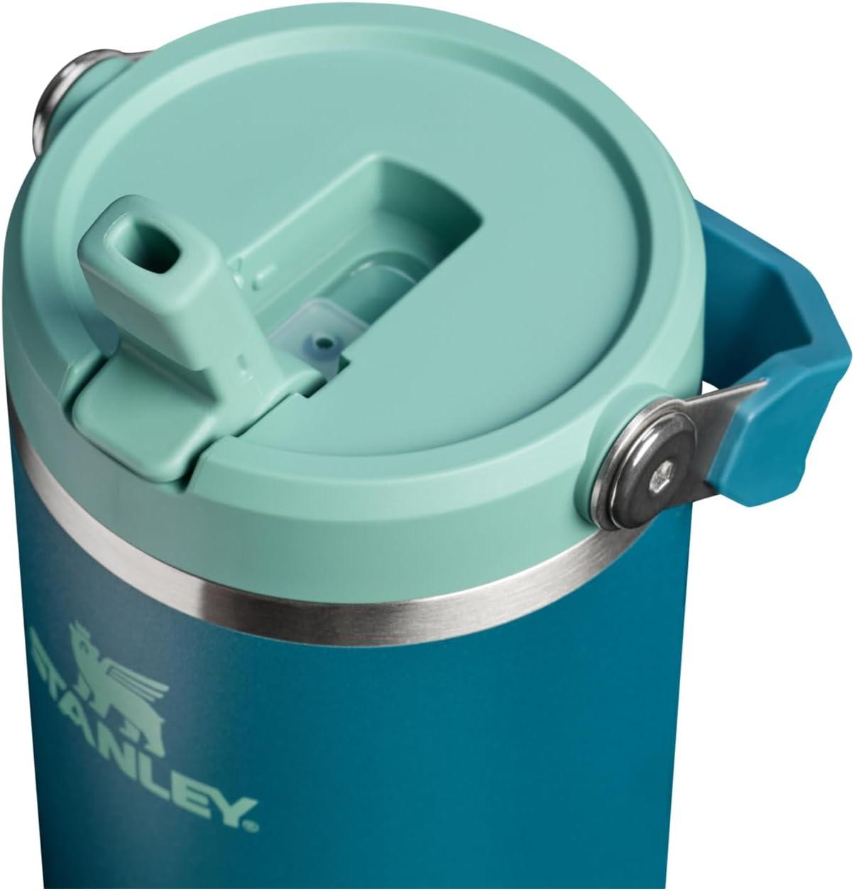 imageSTANLEY IceFlow 20 Flip Straw Tumbler with Handle 14 oz Twist On Lid and Flip Up Straw Leakproof Water Bottle Insulated Stainless Steel BPAFree AshCoastal Teal