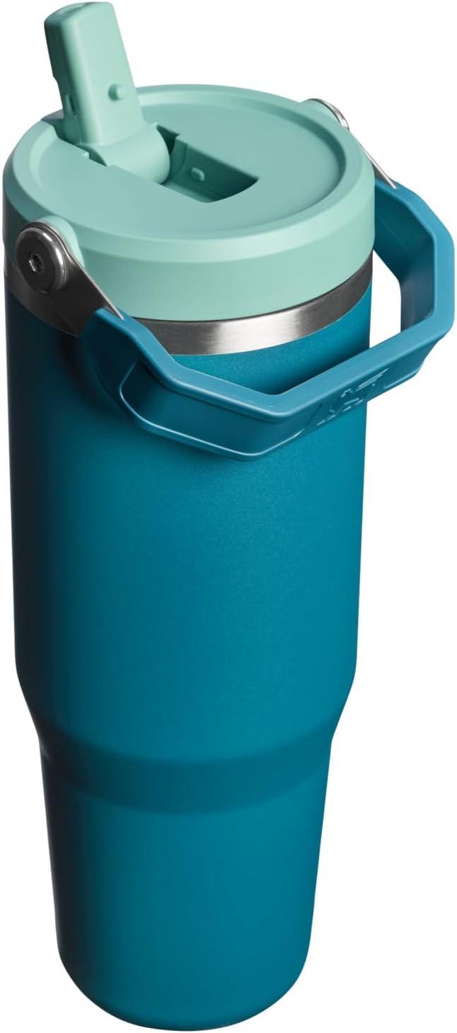 imageSTANLEY IceFlow 20 Flip Straw Tumbler with Handle 14 oz Twist On Lid and Flip Up Straw Leakproof Water Bottle Insulated Stainless Steel BPAFree AshCoastal Teal