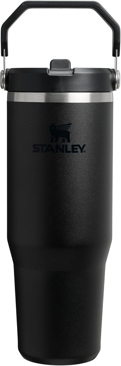 imageSTANLEY IceFlow 20 Flip Straw Tumbler with Handle 14 oz Twist On Lid and Flip Up Straw Leakproof Water Bottle Insulated Stainless Steel BPAFree AshBlack 20