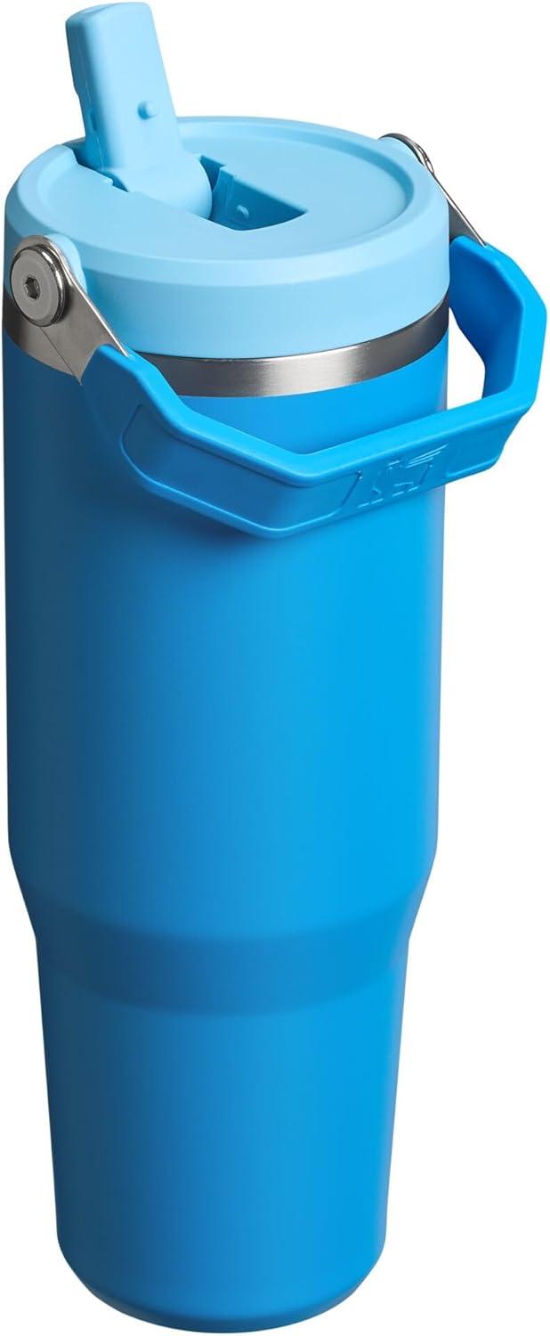 imageSTANLEY IceFlow 20 Flip Straw Tumbler with Handle 14 oz Twist On Lid and Flip Up Straw Leakproof Water Bottle Insulated Stainless Steel BPAFree AshAzure