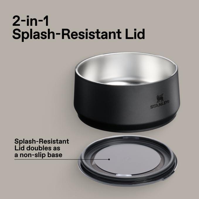 imageSTANLEY Pet Bowl 3Cup 24 oz Insulated Stainless Steel Dog amp Cat Bowl SplashResistant Lid Dishwasher Safe BPAFree Rose QuartzBlack 20