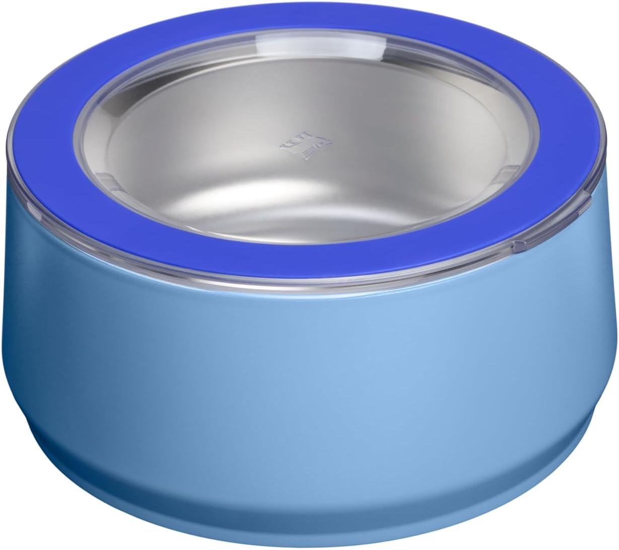 imageSTANLEY Pet Bowl 3Cup 24 oz Insulated Stainless Steel Dog amp Cat Bowl SplashResistant Lid Dishwasher Safe BPAFree Rose QuartzBlue Sky