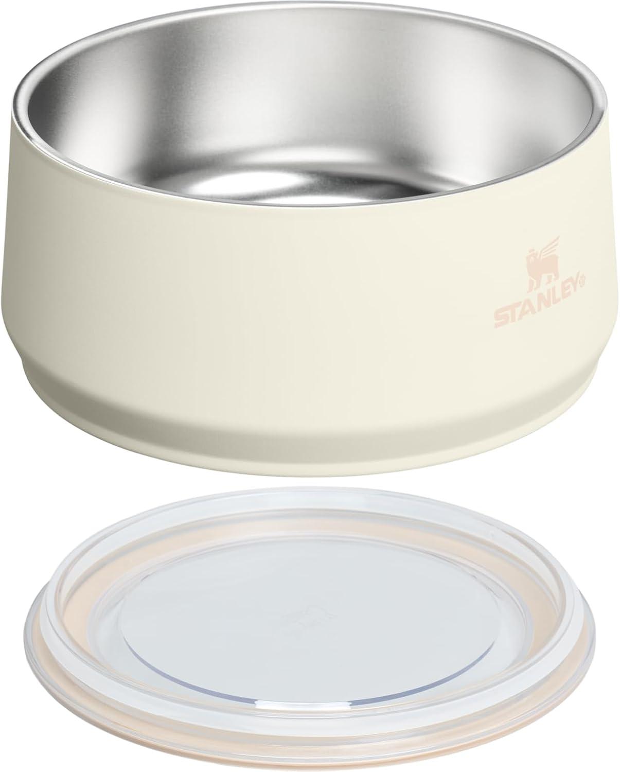 imageSTANLEY Pet Bowl 3Cup 24 oz Insulated Stainless Steel Dog amp Cat Bowl SplashResistant Lid Dishwasher Safe BPAFree Rose QuartzCream
