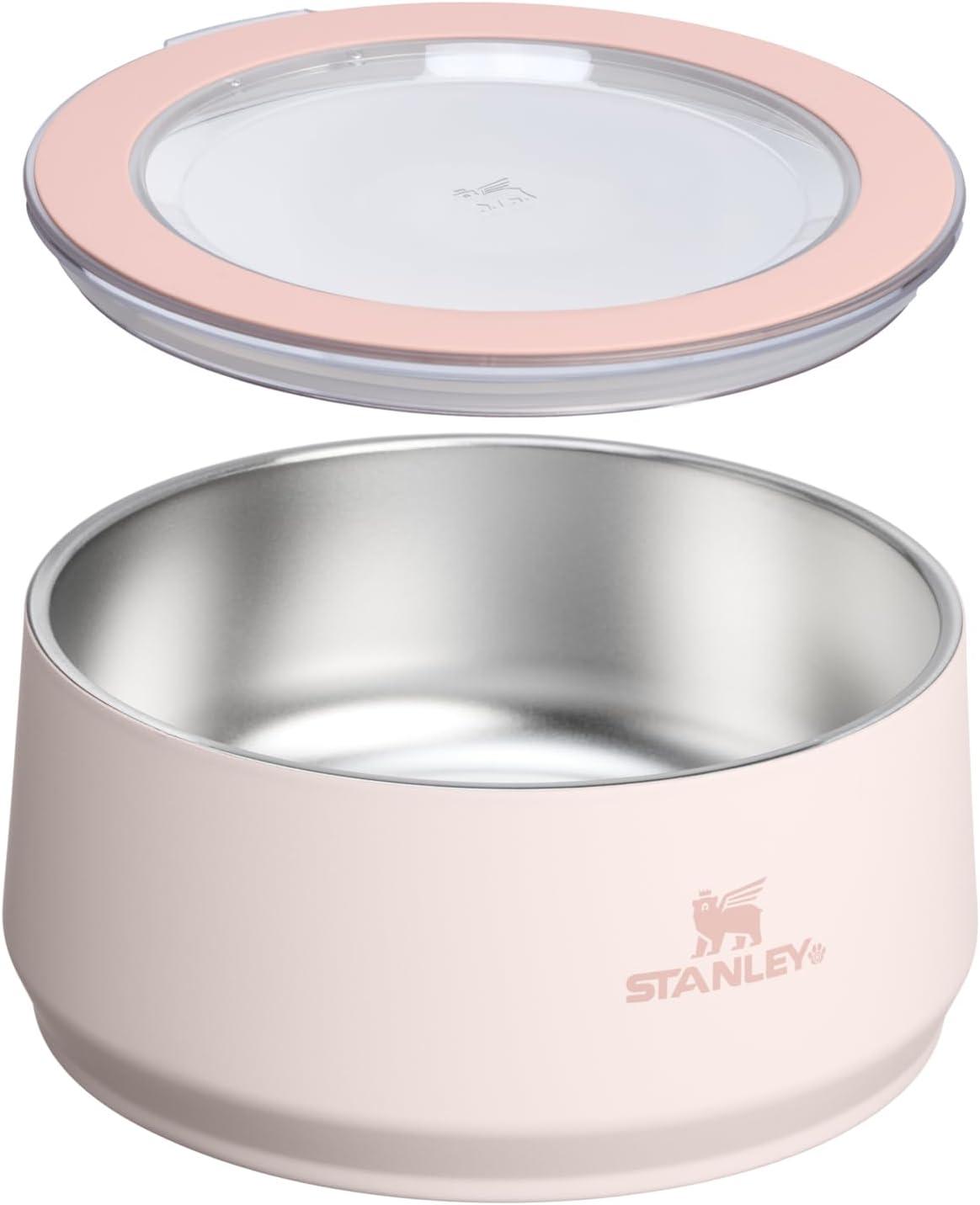 imageSTANLEY Pet Bowl 3Cup 24 oz Insulated Stainless Steel Dog amp Cat Bowl SplashResistant Lid Dishwasher Safe BPAFree Rose QuartzRose Quartz