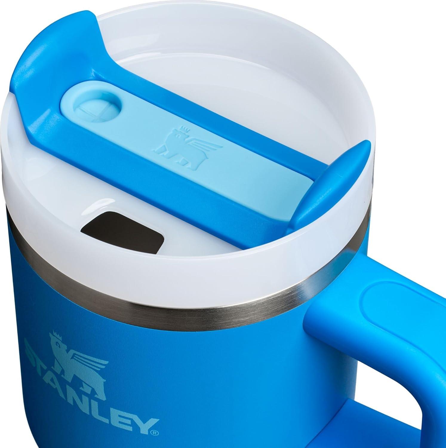 imageSTANLEY Quencher H20 Tumbler with Handle and Straw 30 oz Flowstate 3Position Lid Cup Holder Compatible for Travel Insulated Stainless Steel Cup BPAFree Sahara PlumeAzure