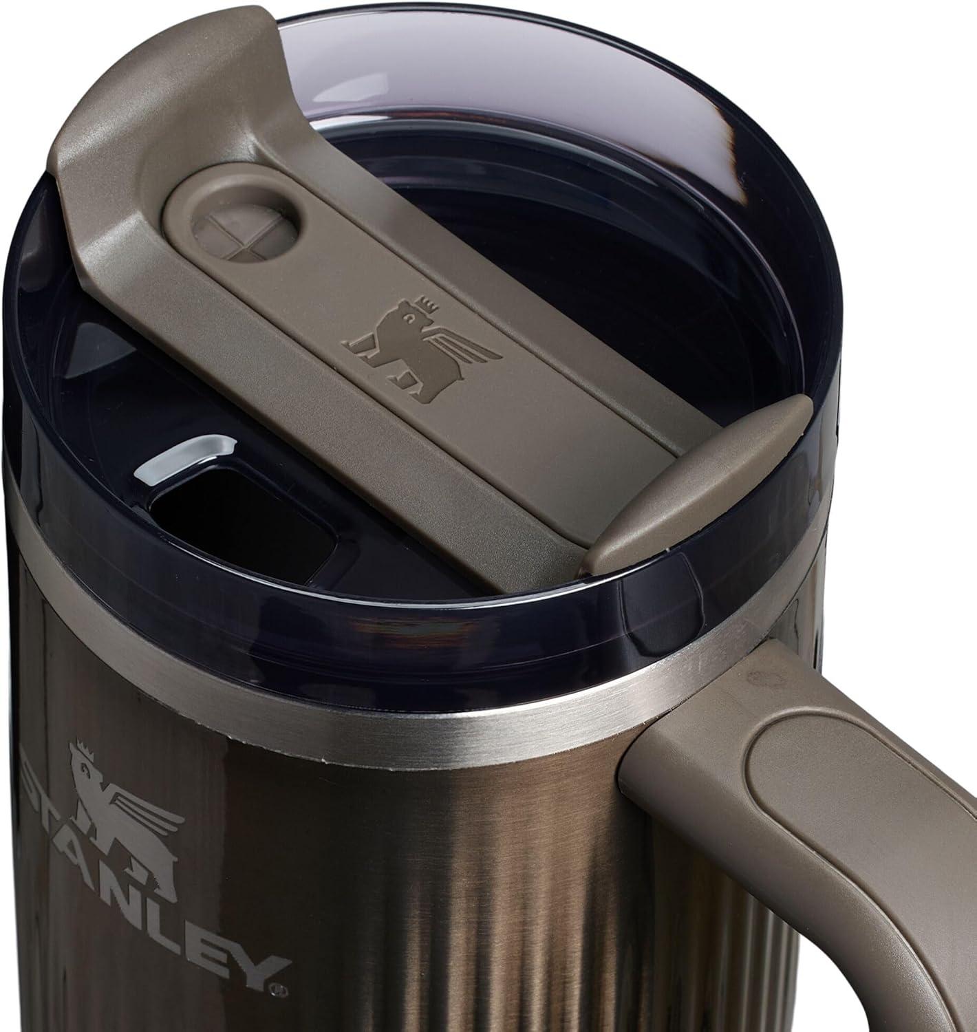 imageSTANLEY Quencher H20 Tumbler with Handle and Straw 30 oz Flowstate 3Position Lid Cup Holder Compatible for Travel Insulated Stainless Steel Cup BPAFree Sahara PlumeFluted Gunmetal Shine