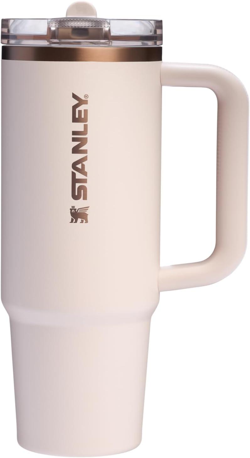imageSTANLEY Quencher H20 Tumbler with Handle and Straw 30 oz Flowstate 3Position Lid Cup Holder Compatible for Travel Insulated Stainless Steel Cup BPAFree Sahara PlumePeriwinkle Shimmer