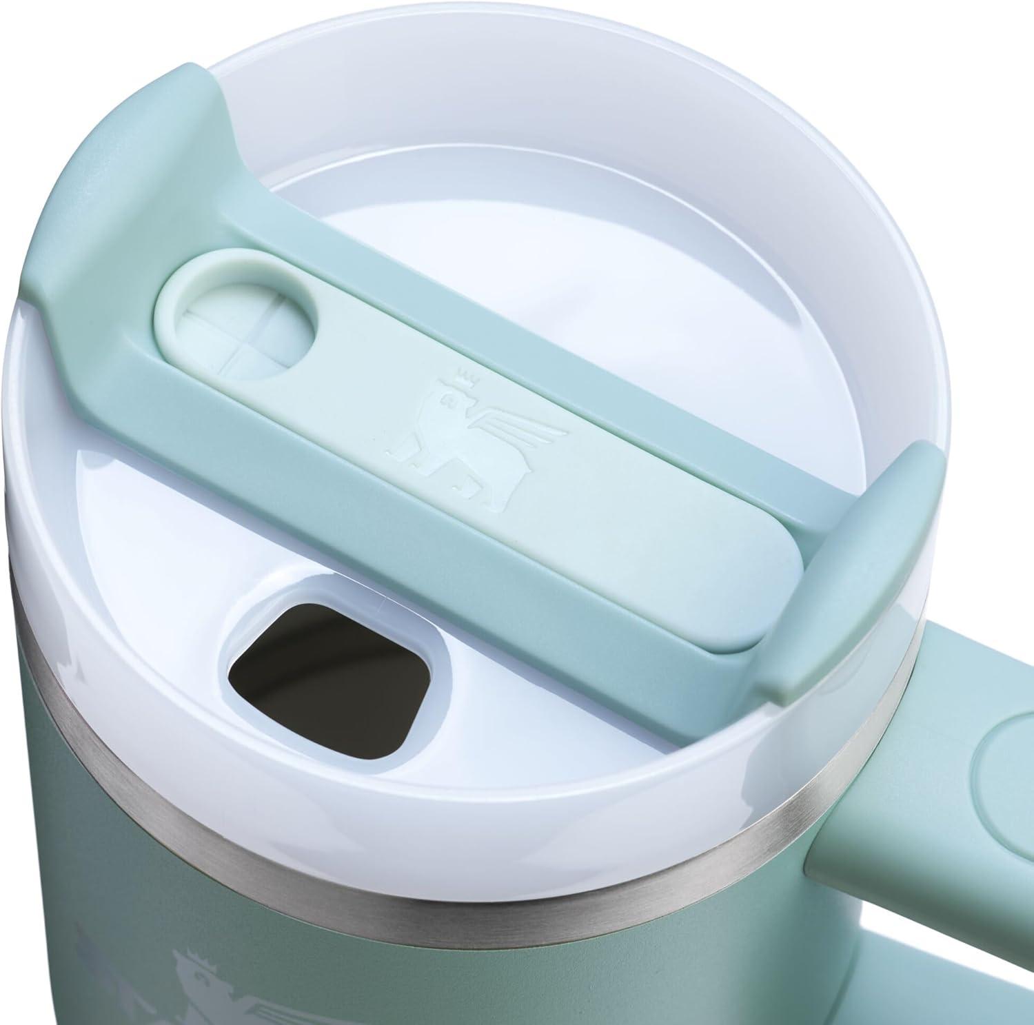 imageSTANLEY Quencher H20 Tumbler with Handle and Straw 30 oz Flowstate 3Position Lid Cup Holder Compatible for Travel Insulated Stainless Steel Cup BPAFree Sahara PlumeSeafoam
