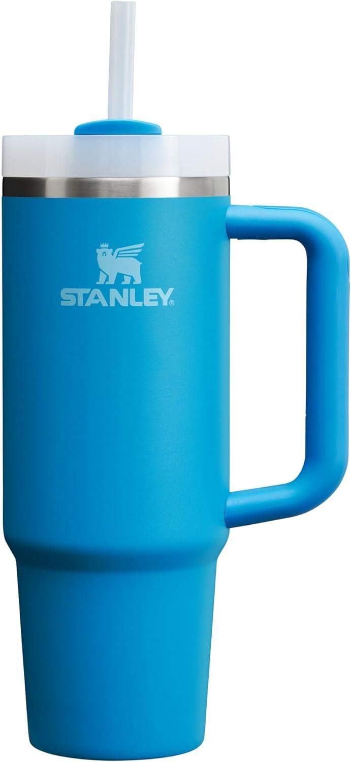 imageSTANLEY Quencher H20 Tumbler with Handle and Straw 30 oz Flowstate 3Position Lid Cup Holder Compatible for Travel Insulated Stainless Steel Cup BPAFree Sahara PlumeAzure