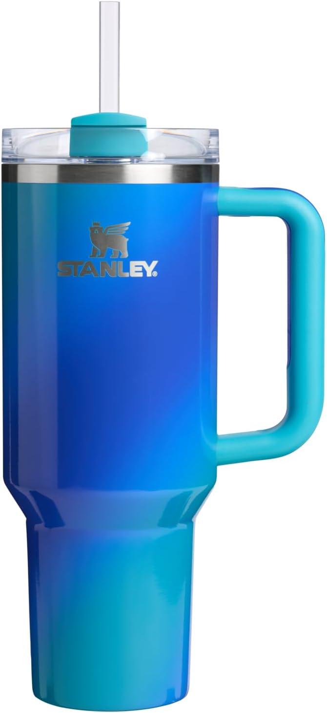 imageSTANLEY Quencher H20 Tumbler with Handle and Straw 30 oz Flowstate 3Position Lid Cup Holder Compatible for Travel Insulated Stainless Steel Cup BPAFree Sahara PlumeSea Glass Aura