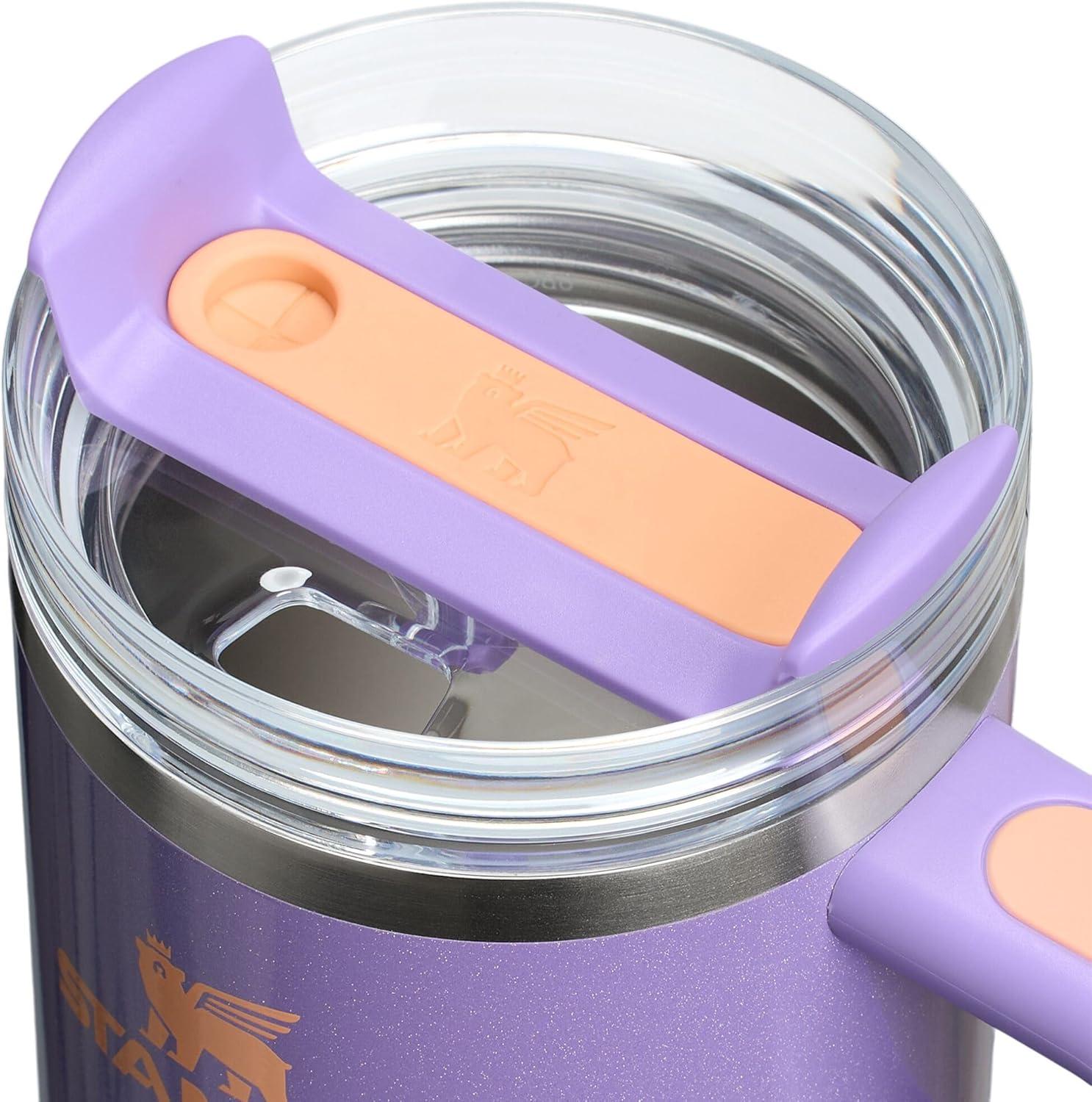 imageSTANLEY Quencher H20 Tumbler with Handle and Straw 30 oz Flowstate 3Position Lid Cup Holder Compatible for Travel Insulated Stainless Steel Cup BPAFree Sahara PlumePeriwinkle Shimmer