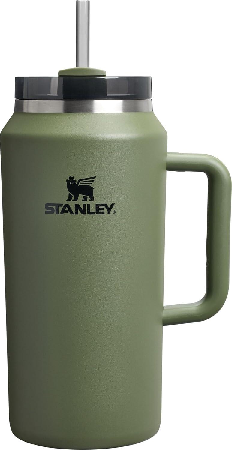 imageSTANLEY Quencher H20 Tumbler with Handle and Straw 30 oz Flowstate 3Position Lid Cup Holder Compatible for Travel Insulated Stainless Steel Cup BPAFree Sahara PlumeDried Pine