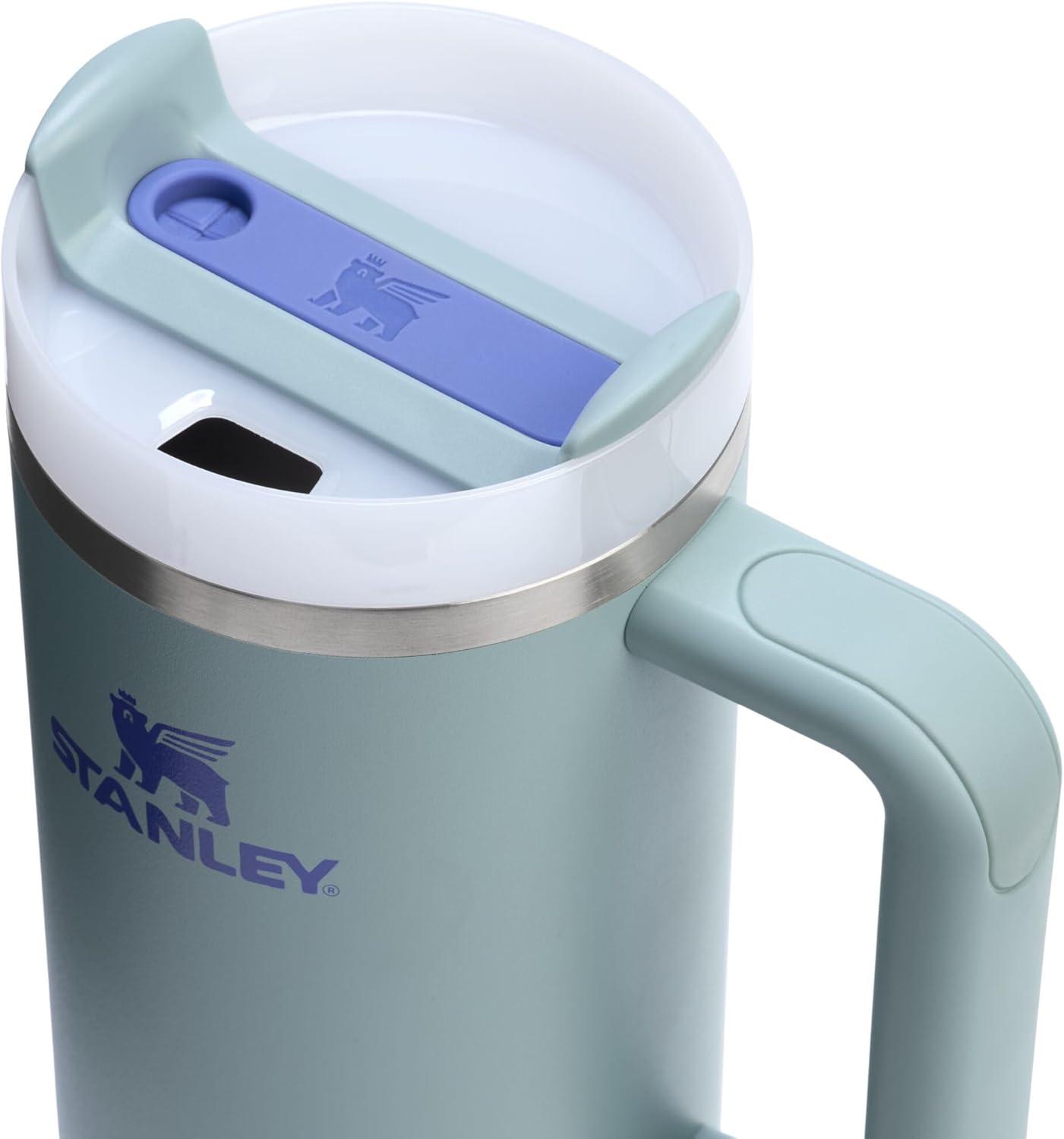 imageSTANLEY Quencher H20 Tumbler with Handle and Straw 30 oz Flowstate 3Position Lid Cup Holder Compatible for Travel Insulated Stainless Steel Cup BPAFree Sahara PlumeExclusive Blue Cactus