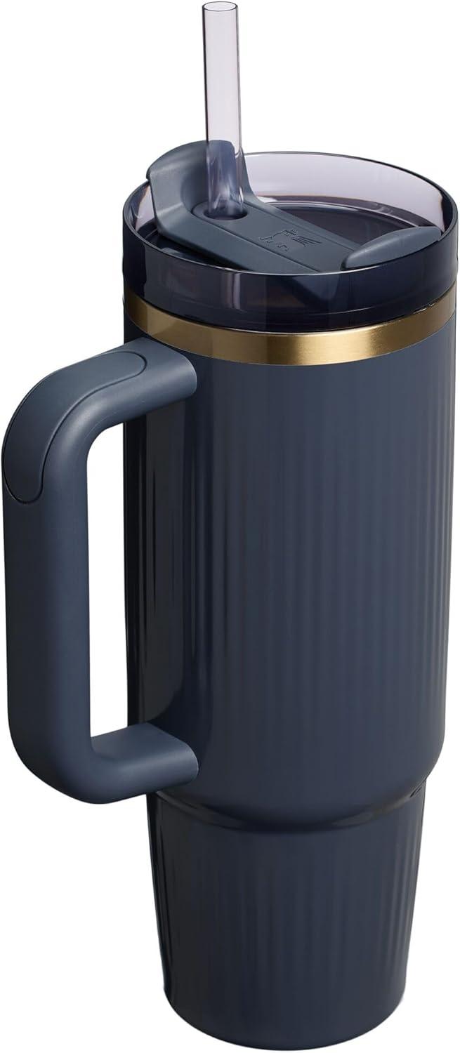 imageSTANLEY Quencher H20 Tumbler with Handle and Straw 30 oz Flowstate 3Position Lid Cup Holder Compatible for Travel Insulated Stainless Steel Cup BPAFree Sahara PlumeFluted Twilight