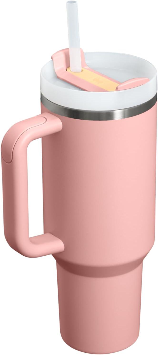 imageSTANLEY Quencher H20 Tumbler with Handle and Straw 30 oz Flowstate 3Position Lid Cup Holder Compatible for Travel Insulated Stainless Steel Cup BPAFree Sahara PlumePeach Rose