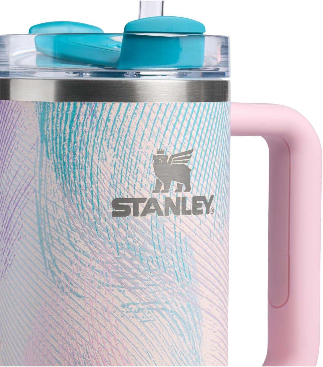 imageSTANLEY Quencher H20 Tumbler with Handle and Straw 30 oz Flowstate 3Position Lid Cup Holder Compatible for Travel Insulated Stainless Steel Cup BPAFree Sahara PlumeSea Glass Plume