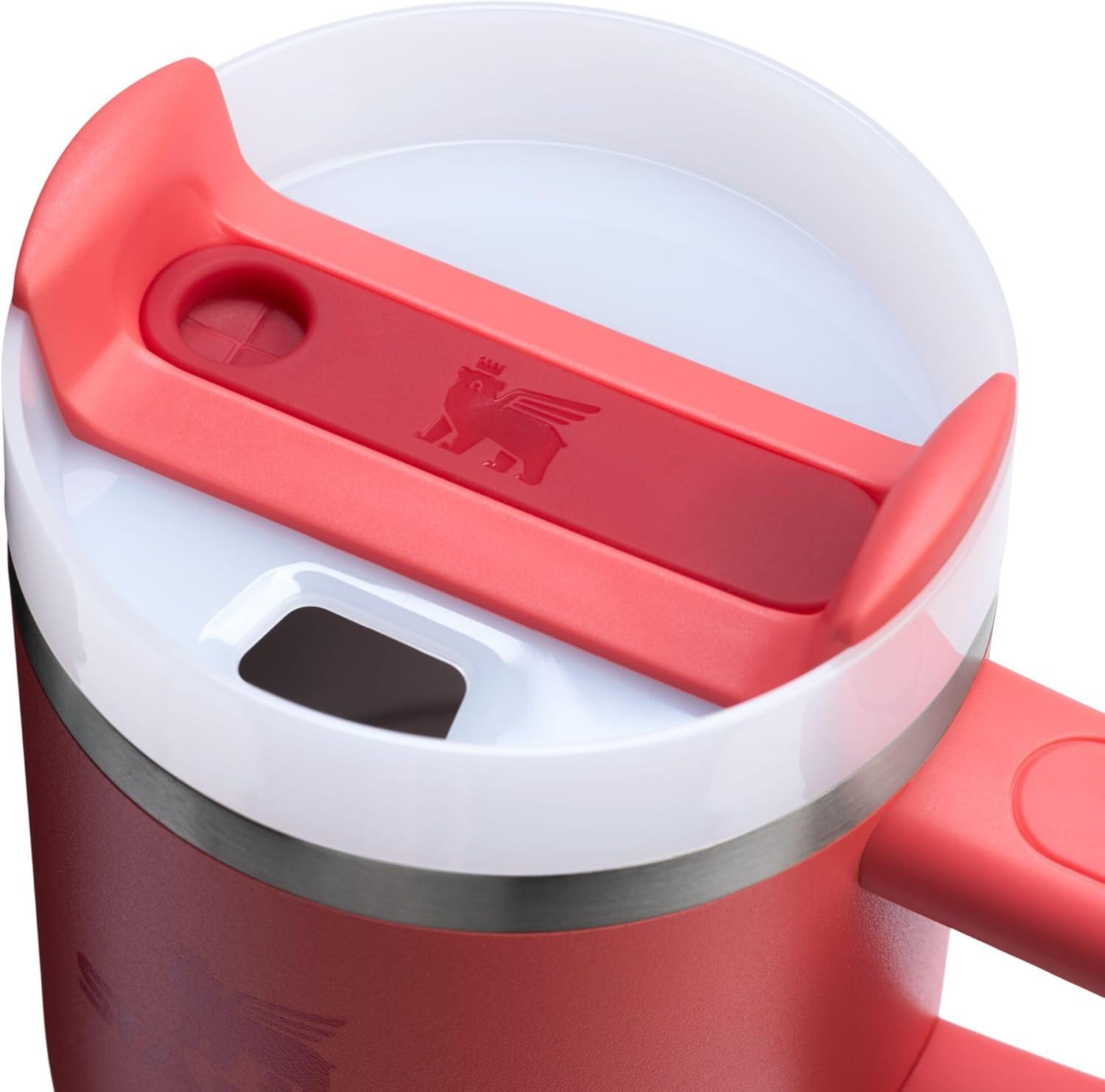 imageSTANLEY Quencher H20 Tumbler with Handle and Straw 30 oz Flowstate 3Position Lid Cup Holder Compatible for Travel Insulated Stainless Steel Cup BPAFree Sahara PlumeHot Coral