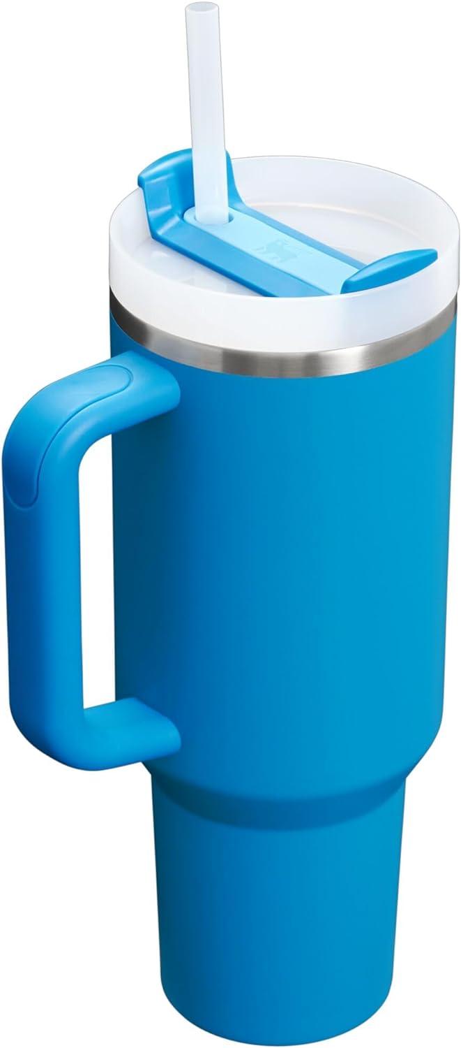 imageSTANLEY Quencher H20 Tumbler with Handle and Straw 30 oz Flowstate 3Position Lid Cup Holder Compatible for Travel Insulated Stainless Steel Cup BPAFree Sahara PlumeAzure