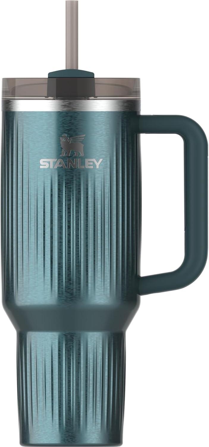 imageSTANLEY Quencher H20 Tumbler with Handle and Straw 30 oz Flowstate 3Position Lid Cup Holder Compatible for Travel Insulated Stainless Steel Cup BPAFree Sahara PlumeFluted Marina Shine