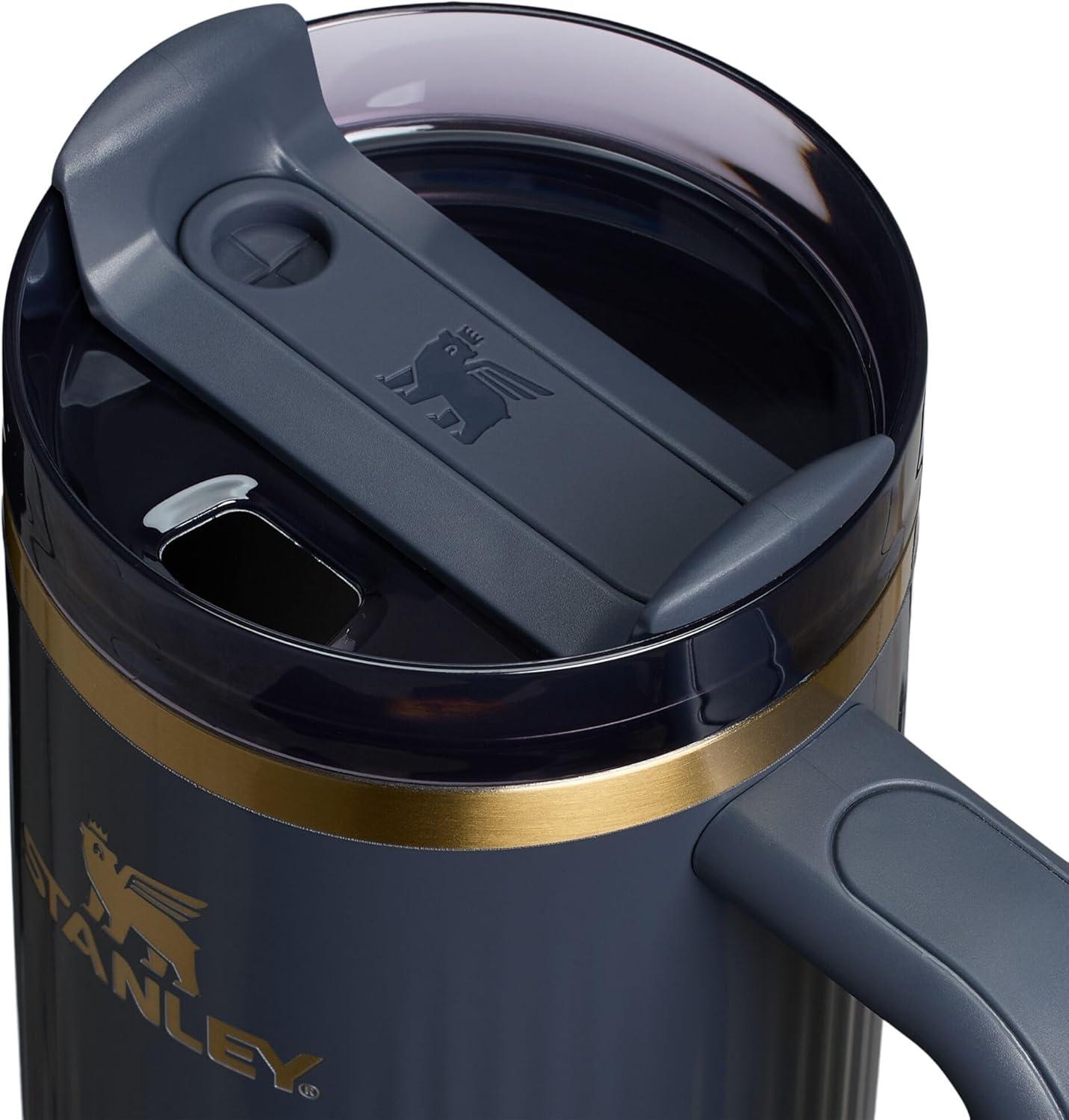 imageSTANLEY Quencher H20 Tumbler with Handle and Straw 30 oz Flowstate 3Position Lid Cup Holder Compatible for Travel Insulated Stainless Steel Cup BPAFree Sahara PlumeFluted Twilight