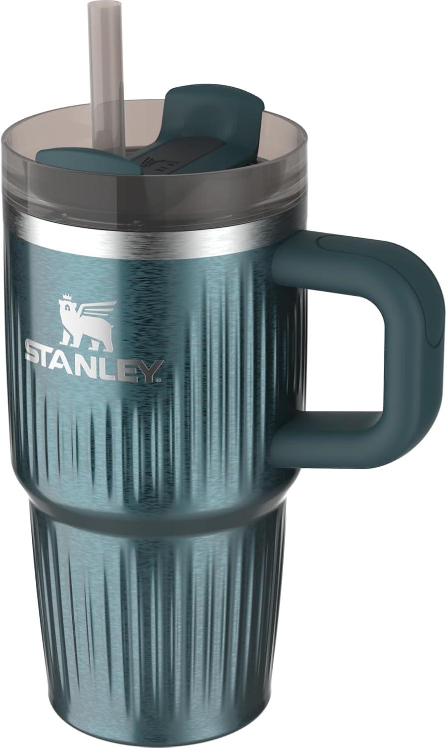 imageSTANLEY Quencher H20 Tumbler with Handle and Straw 30 oz Flowstate 3Position Lid Cup Holder Compatible for Travel Insulated Stainless Steel Cup BPAFree Sahara PlumeFluted Marina Shine