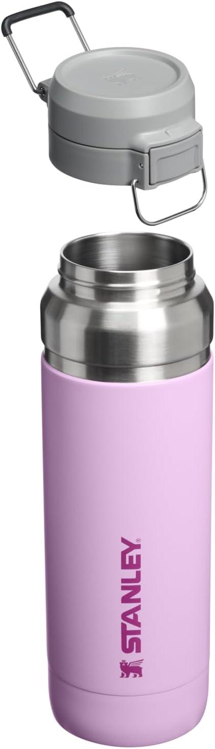 imageSTANLEY Quick Flip GO Water Bottle 36 oz Push Button Lid Leakproof and Packable for Travel and Sports Insulated Stainless Steel BPAFree Soft Orchid