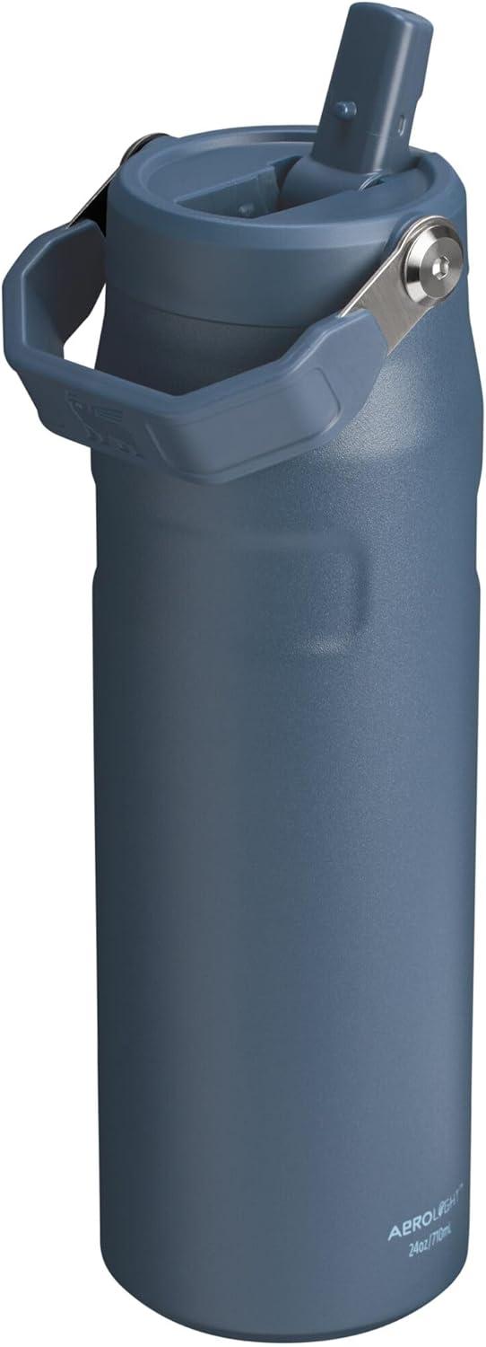 imageStanley IceFlow Flip Straw 20 Water Bottle 24 OZ BuiltIn Straw with Larger Opening Lightweight amp LeakResistant Insulated Stainless Steel BPAFree Blue SkyNavy